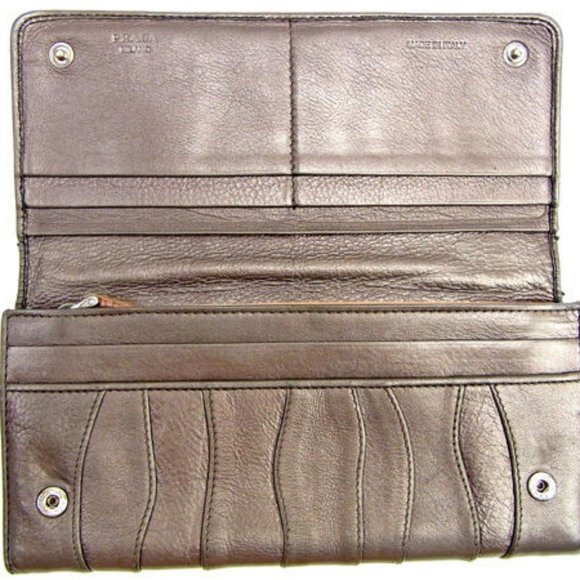 Prada Wallet Purse Long Wallet Silver Pink Woman Authentic Used - Picture 3 of 6